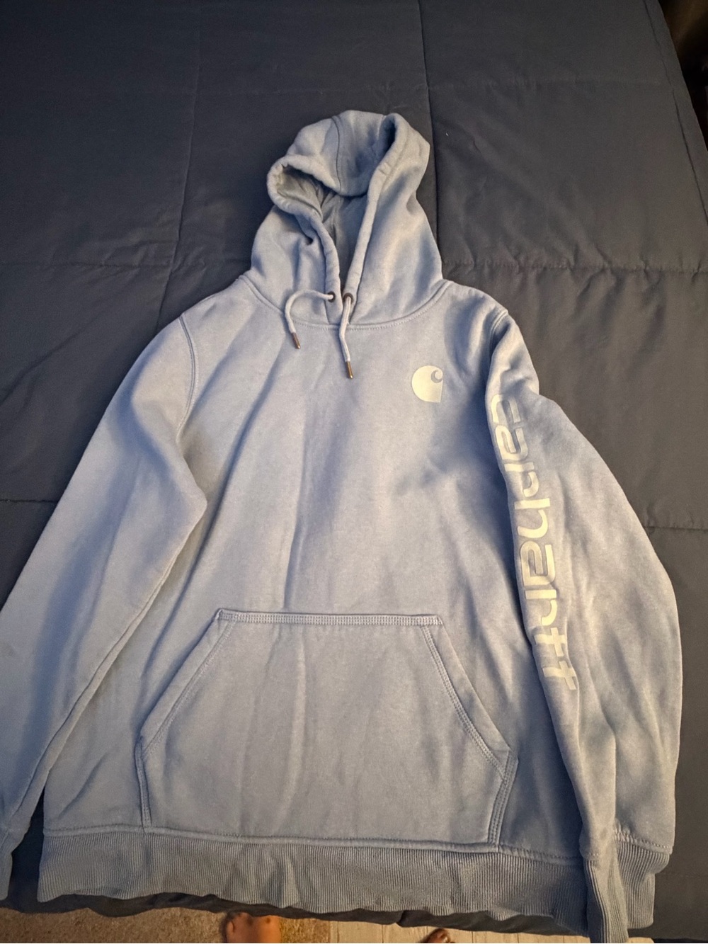 Carhartt Light Blue Logo Hooded Pullover Sweatshirt